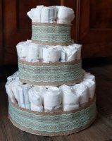 Windeltorte mit beige/mint Geschenkband ohne Deko